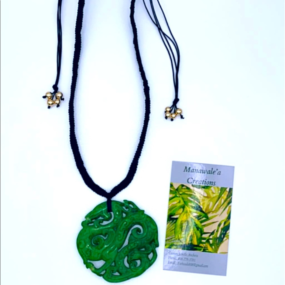 Chinese Dragon and Phoenix Jade Necklace